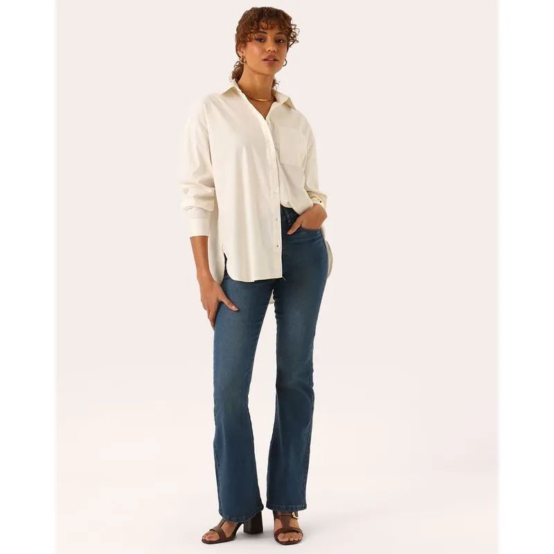 Calça Jeans Premium Feminina Flare Cintura Alta Azul 46