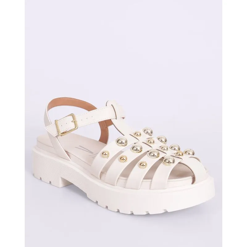 Sandália Feminina Fisherman Vizzano Tratorada com Tachas Branca 37
