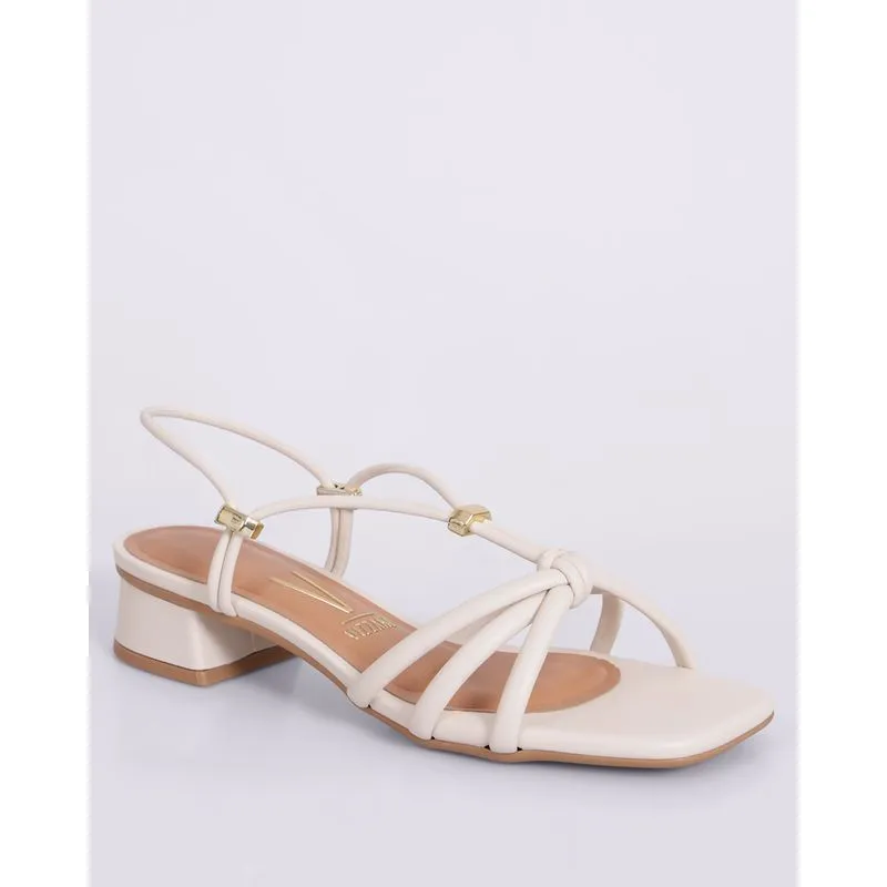 Sandália Feminina Vizzano Salto Baixo Trançada Aviamento Dourado Off White 37