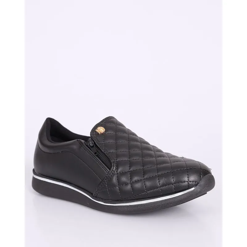 Tênis Feminino Modare Slip On com Matelassê Zíper Preto 35