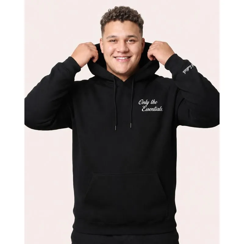 Blusão Moletom Plus Size Masculino com Capuz Bordado Preto G2