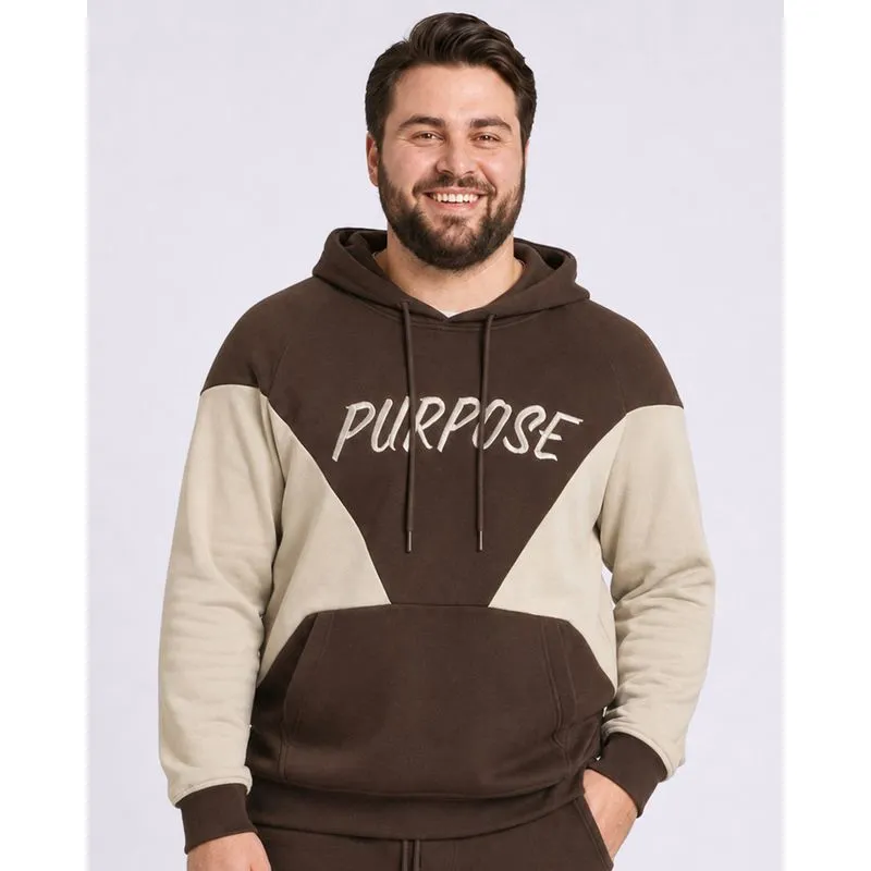 Blusão Moletom Plus Size Masculino com Capuz Marrom G5