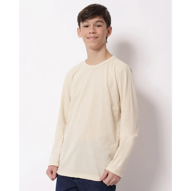 Camiseta Juvenil Texturizada Manga Longa Bege 14