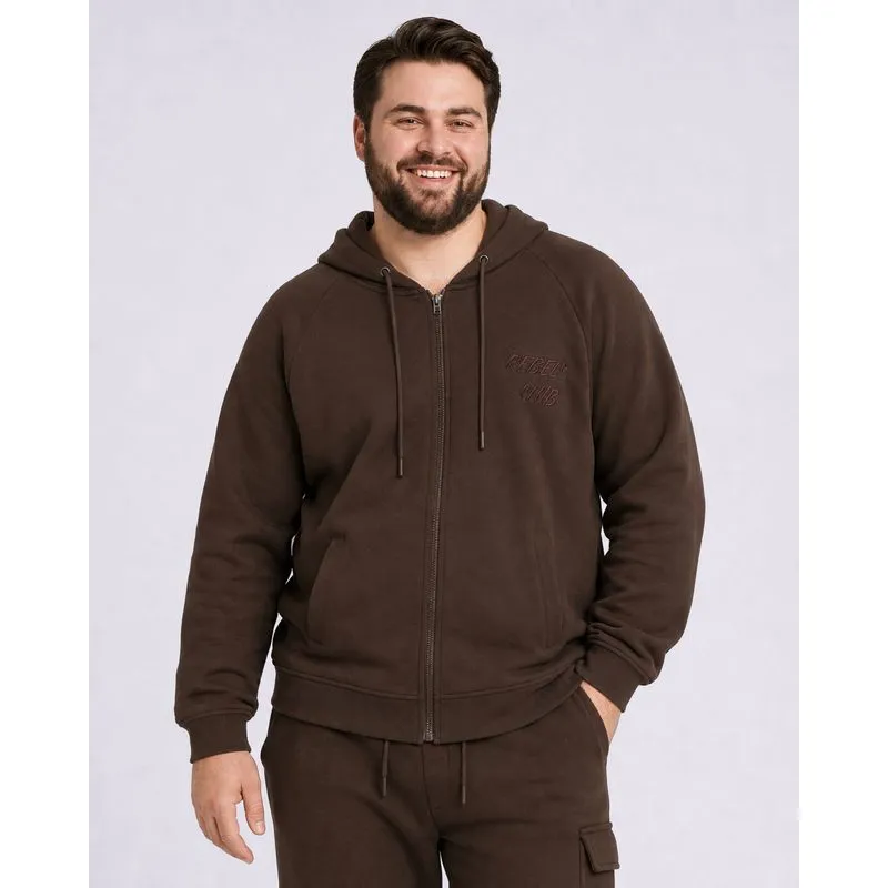 Jaqueta Moletom Plus Size Masculino com Capuz Marrom G5