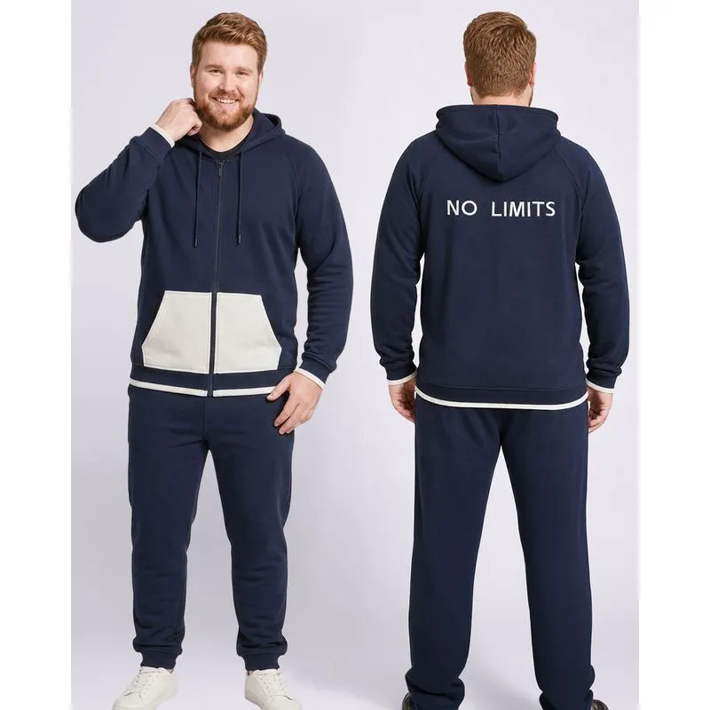 Jaqueta Moletom Plus Size Masculina com Capuz Marinho G2