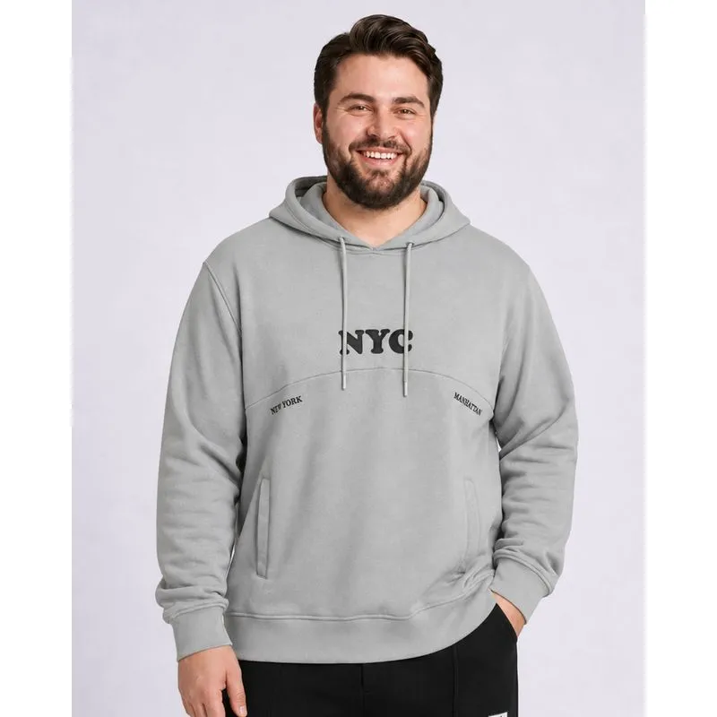 Blusão Moletom Plus Size Masculino com Capuz Cinza G3