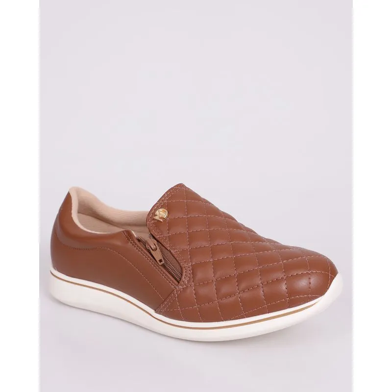 Tênis Feminino Modare Slip On com Matelassê Zíper Marrom 38