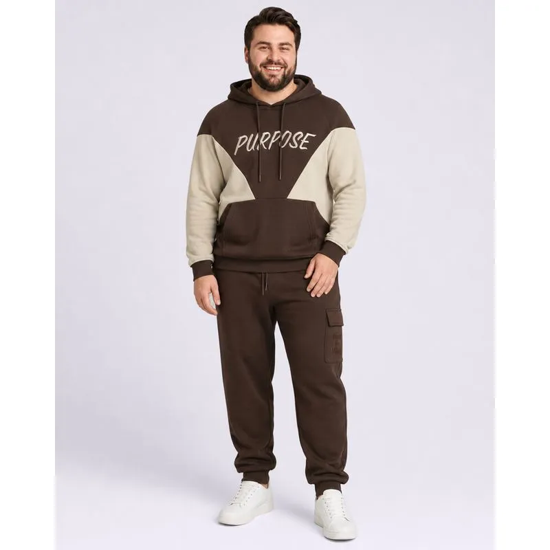 Calça Moletom Plus Size Masculina Jogger com Bolsos Marrom G5