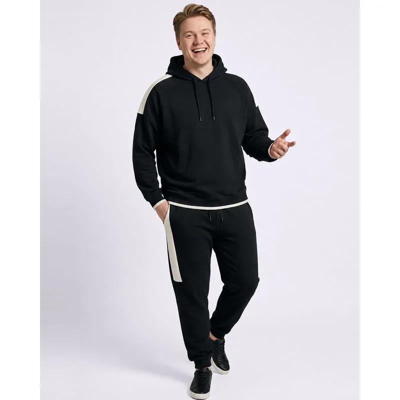 Calça Moletom Plus Size Masculina Jogger com Recortes Preta G2