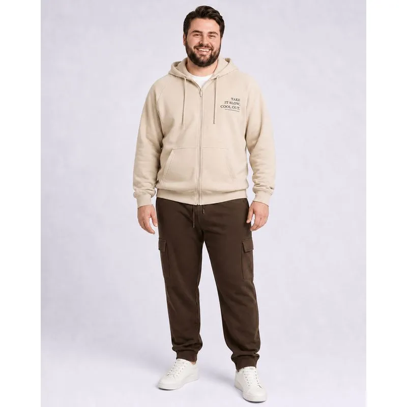 Calça Moletom Plus Size Masculina Jogger Cargo Marrom G1