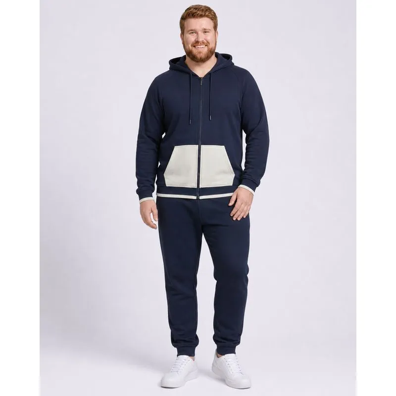 Calça Moletom Plus Size Masculina Jogger com Bordado Marinho G3