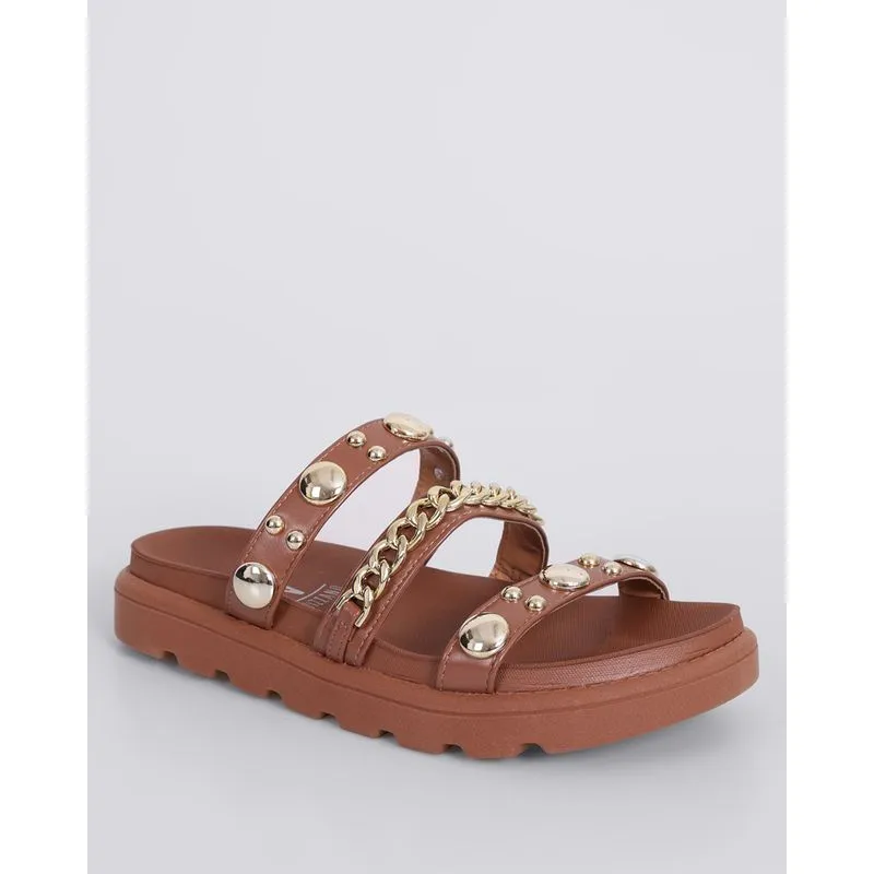 Sandália Feminina Flatform Vizzano com Aviamento Marrom 34