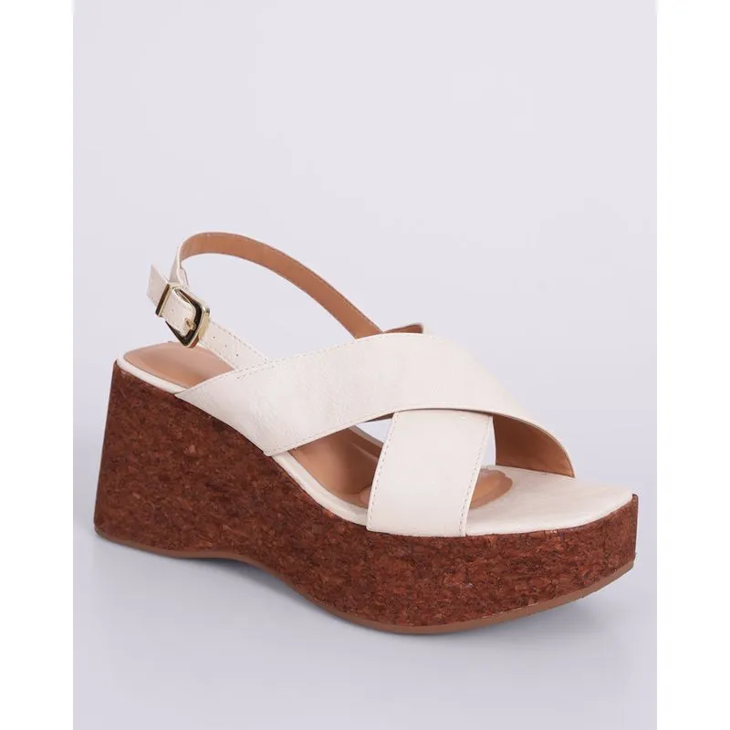 Sandália Feminina Plataforma Vizzano Tiras Cruzadas Branca 35