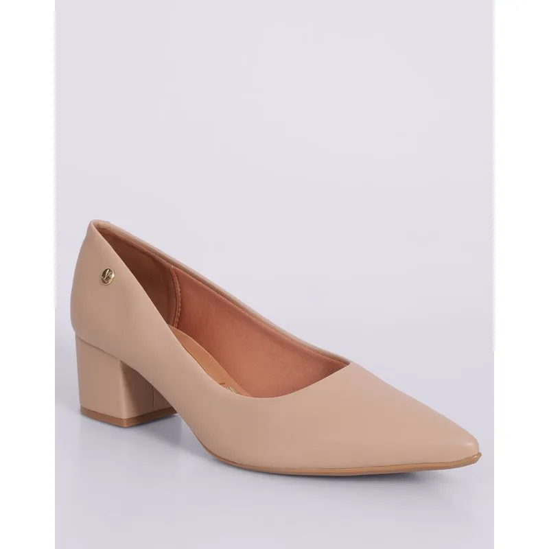 Scarpin Feminino Vizzano Salto Grosso Bege 34