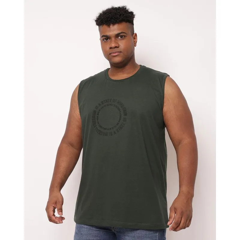 Regata Plus Size Masculina Algodão com Estampa Verde G1