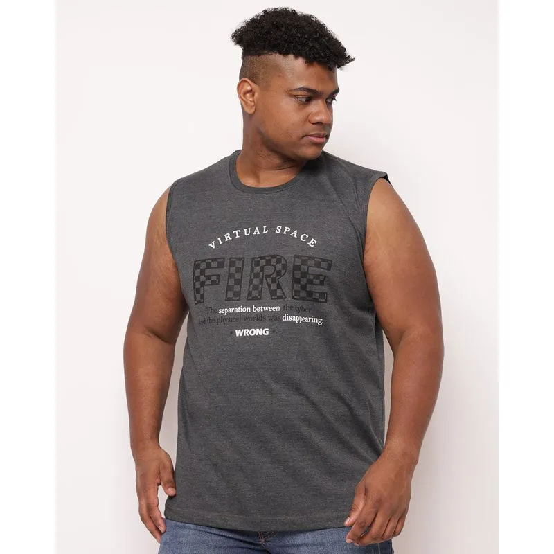 Regata Plus Size Masculina Machão Estampa Cinza G1