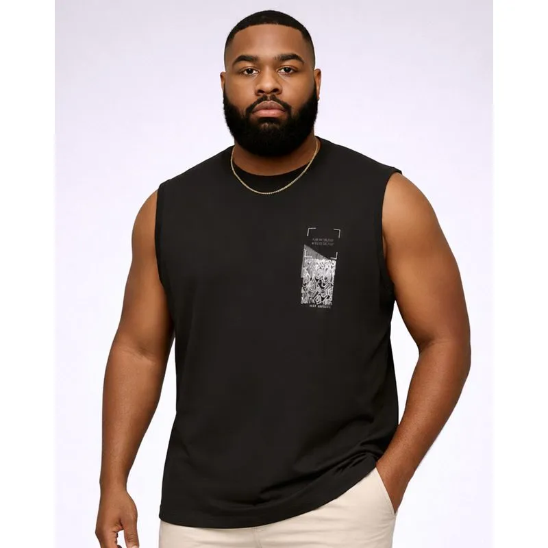 Regata Plus Size Masculina Algodão Estampa Emborrachada Cinza G3