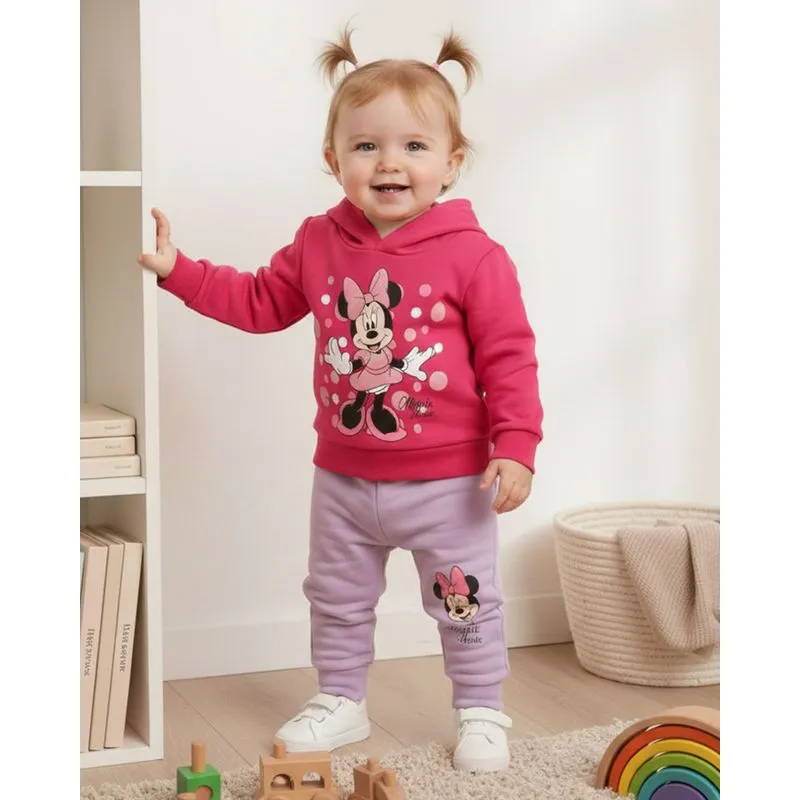 Conjunto Moletom Bebê Algodão Disney Estampa Minnie Rosa P