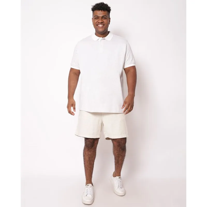 Bermuda Plus Size Masculina Reta com Linho Off White G2