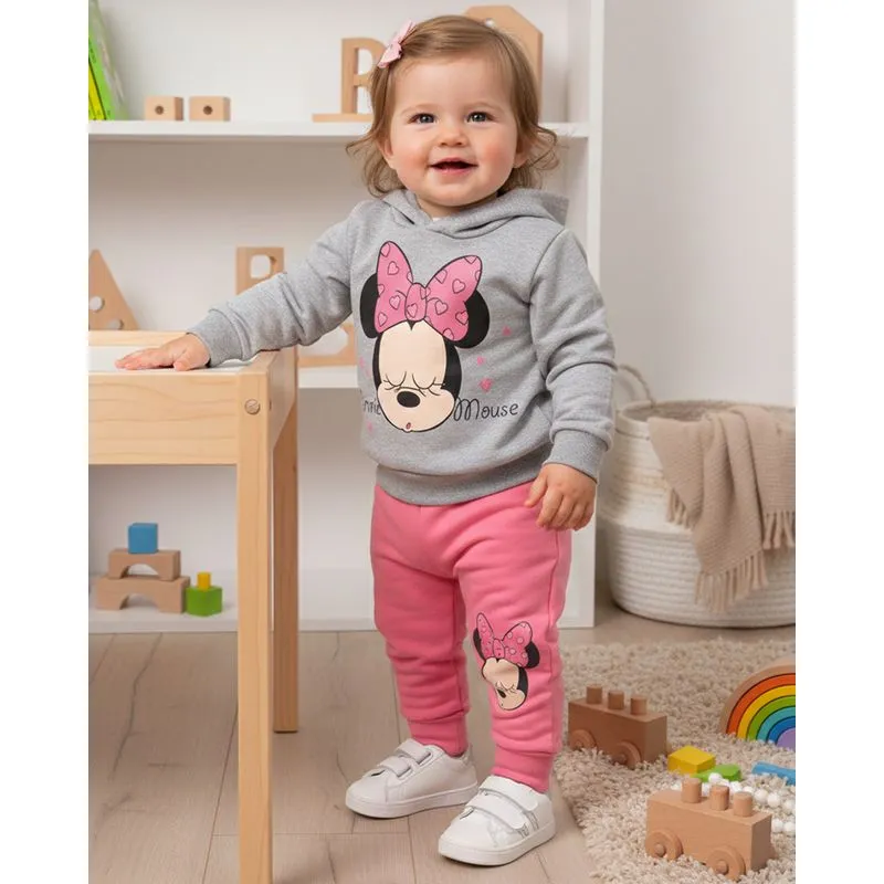 Conjunto Moletom Bebê Algodão Disney Minnie Cinza M