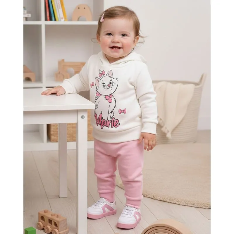 Conjunto Moletom Bebê Algodão Disney Marie Off White G
