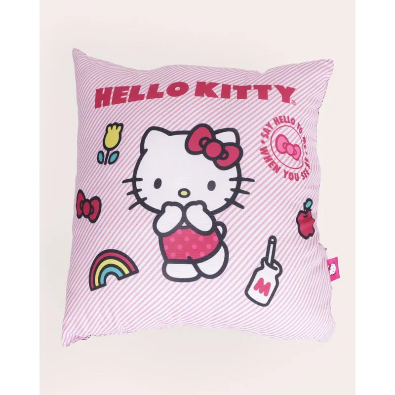Almofada Infantil Quadrada Hello Kitty Rosa UN