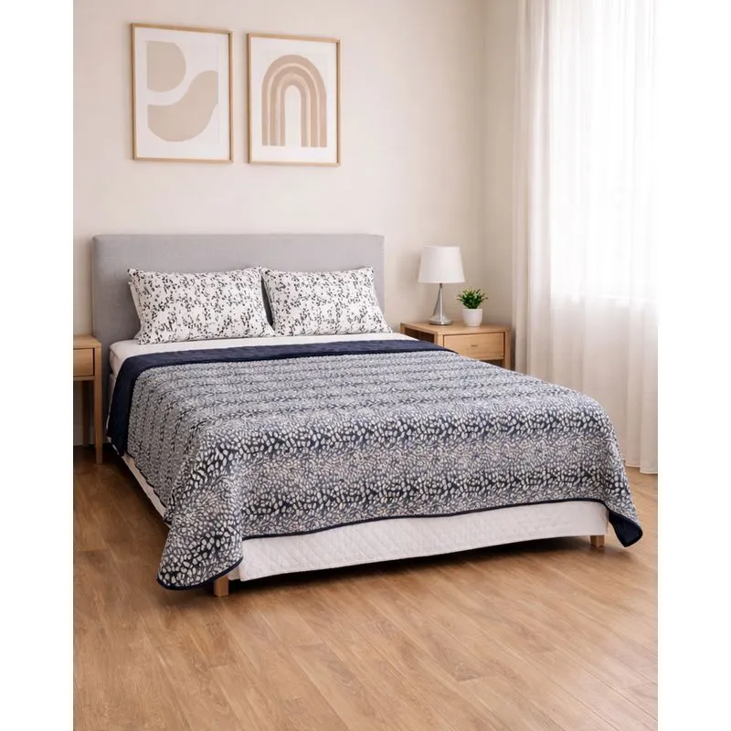 Colcha Casal Andreza Dupla Face 220cm x 240cm Azul UN