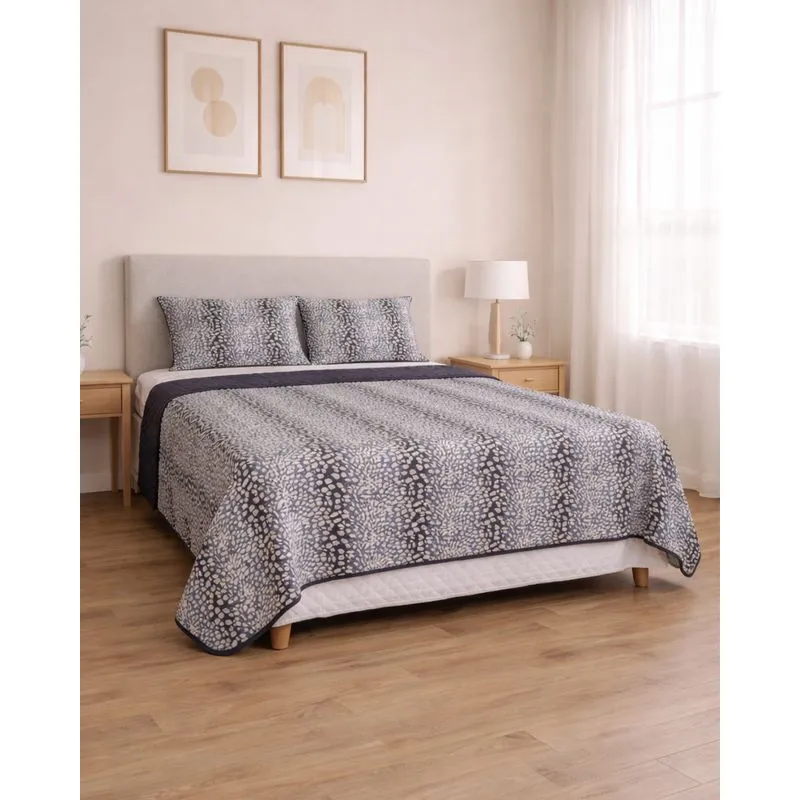 Colcha Queen Andreza Dupla Face 240cm x 250cm Estampado Azul UN