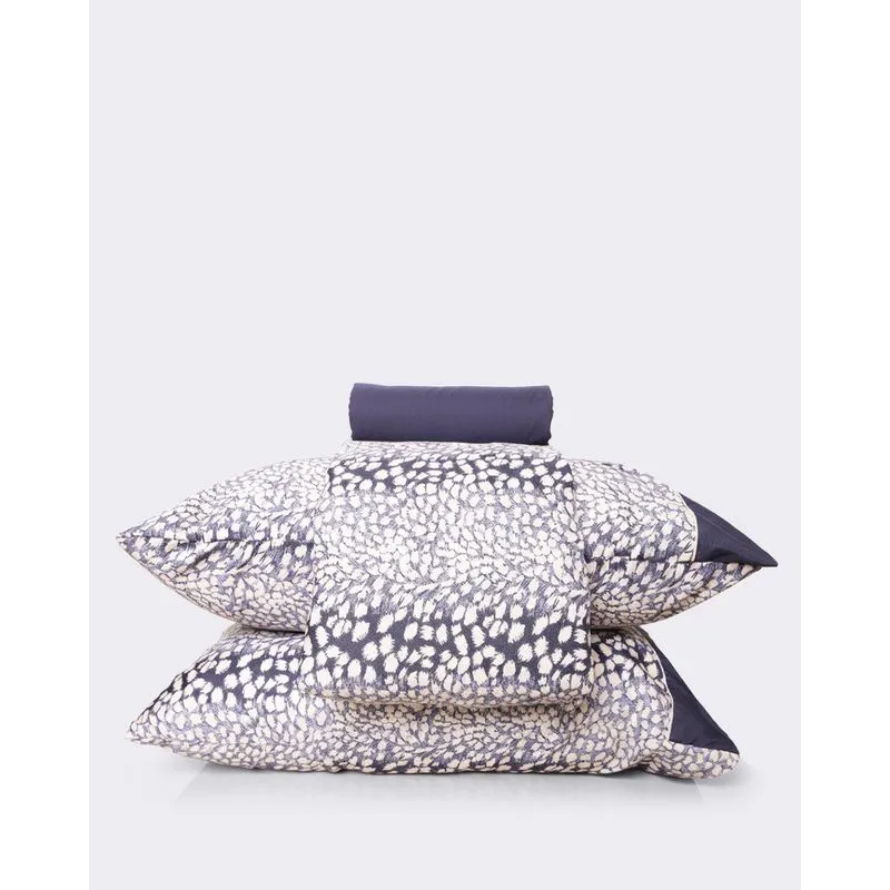 Jogo de Cama Queen 4 Peças Andreza Estampa Animal Print Azul UN