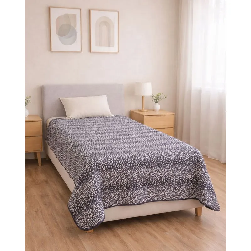 Colcha Solteiro Andreza Dupla Face 150cm x 240cm Azul Escuro UN