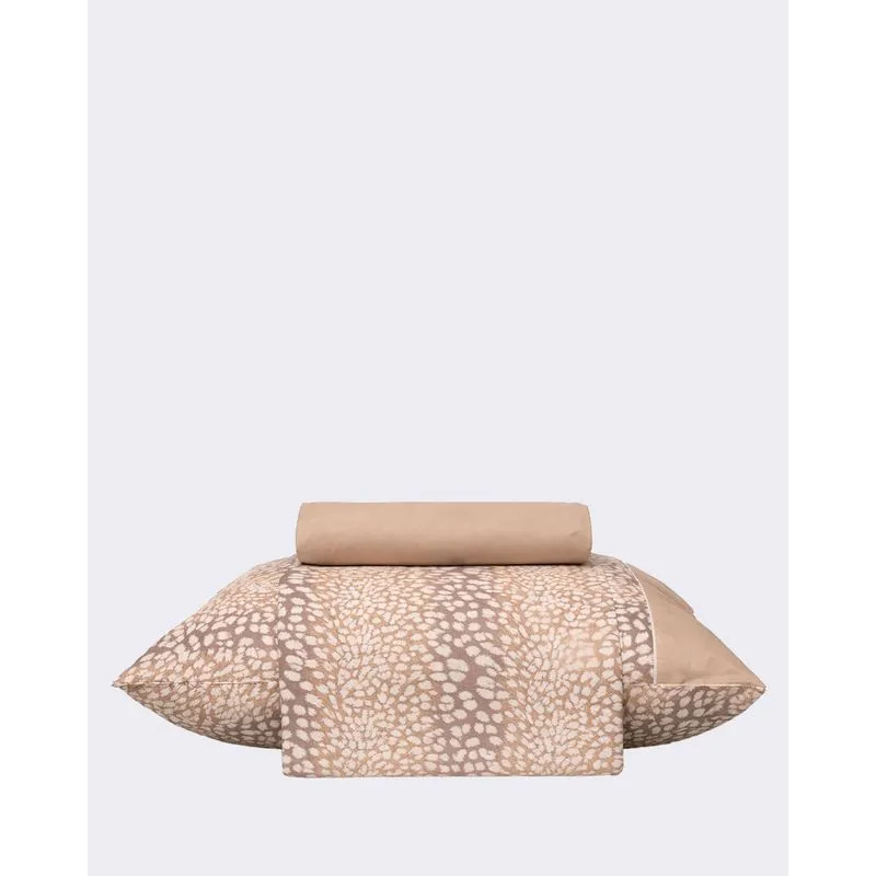 Jogo de Cama Solteiro Andreza 3 peças 150cm x 240cm Estampado Bege UN