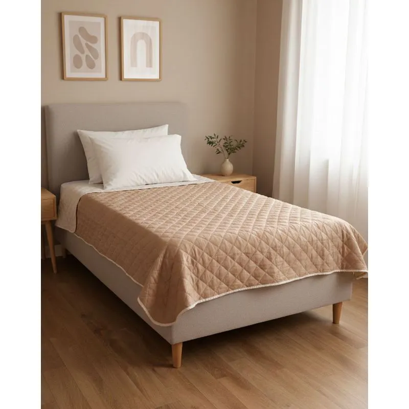 Colcha Solteiro Andreza Dupla Face 150cmX240cm Bege UN