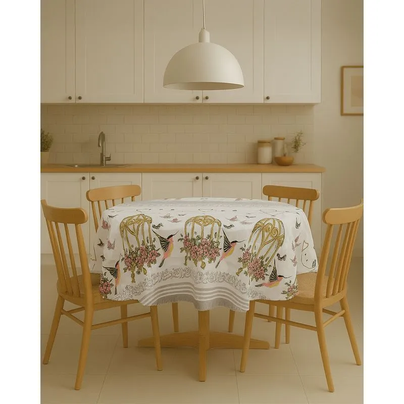Toalha de Mesa Redonda Raner 140cm Estampada Cinza UN