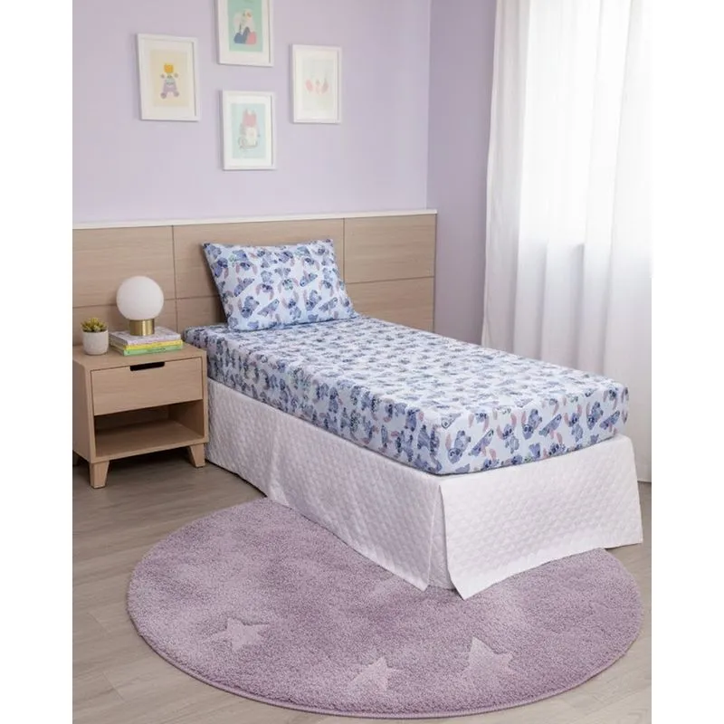 Jogo de Cama Infantil 2 Peças Solteiro Disney Stitch Azul UN