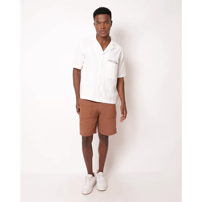 Bermuda Masculina Reta Moletinho Marrom M