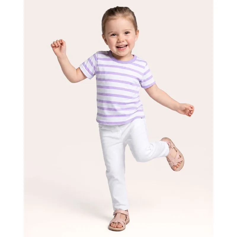 Camiseta Bebe Algodão Manga Curta Listrada Lilás 2