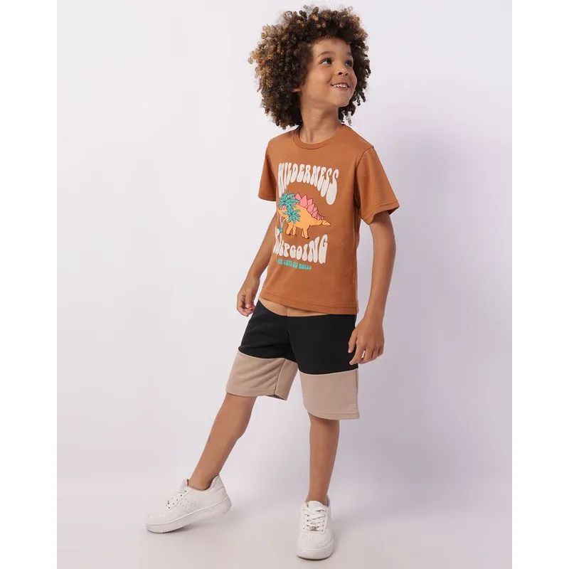 Bermuda Infantil Moletinho com Recortes Marrom 8