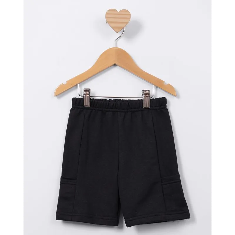 Bermuda Bebê Moletinho com Bolsos Preta 1