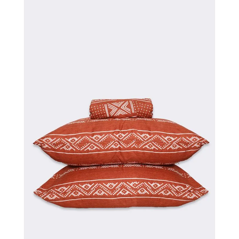 Jogo de Cama Casal 3 Peças Arte & Cazza Estampado Terracota UN