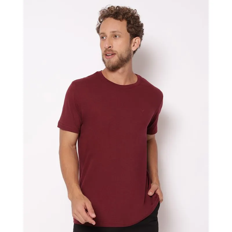 Camiseta Masculina Básica Algodão Manga Curta Vinho PP