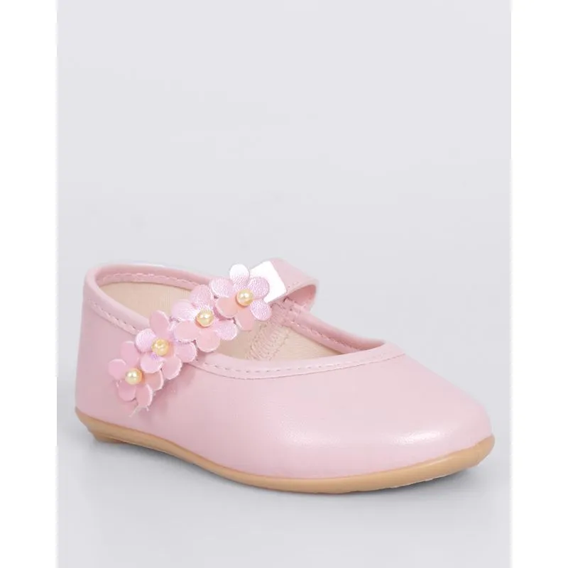 Sapatilha Bebê Pimpolho Flores Aplicadas Rosa 24