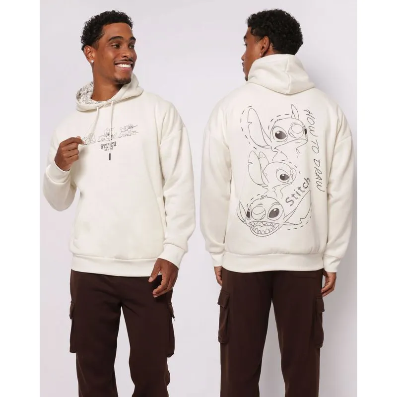 Blusão Moletom Masculino Stitch Frente e Costas Off White G