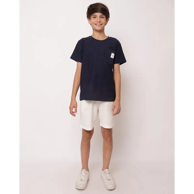 Bermuda Juvenil Reta Algodão Texturizada Off White 16