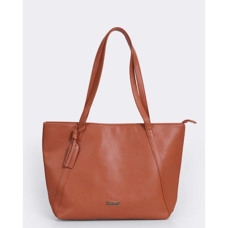 Bolsa Feminina Tote Bag com Aplicação Minimalista Dourada Bege UN