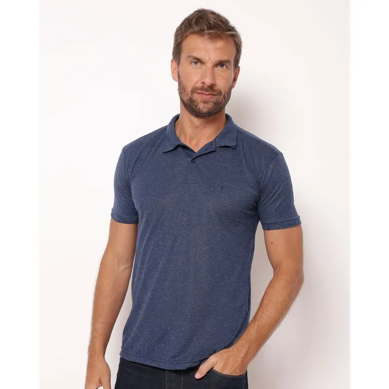 Camisa Polo Masculina Manga Curta Linho Marinho G