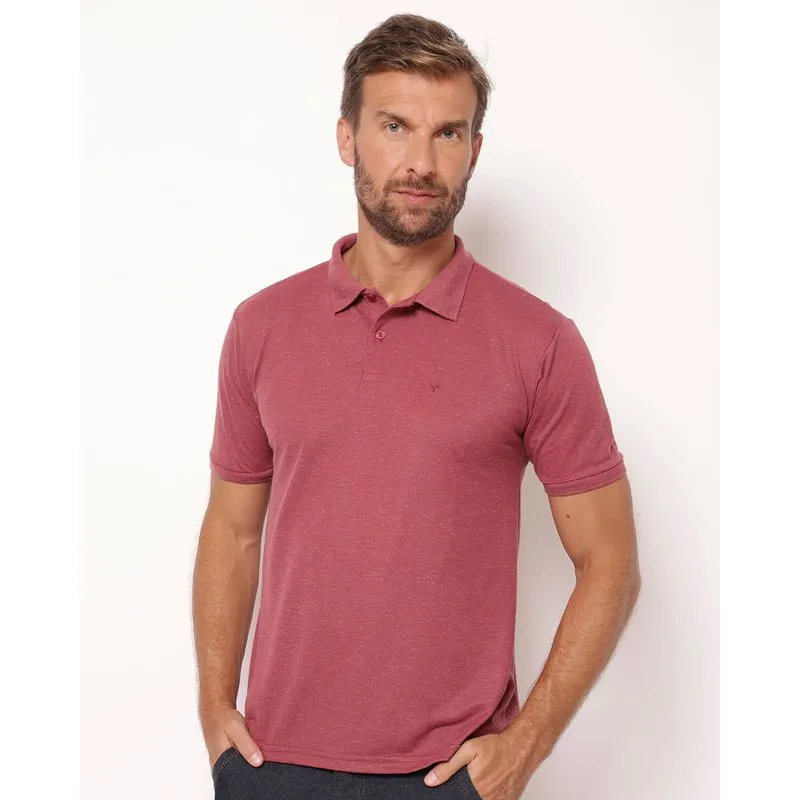 Camisa Polo Masculina Manga Curta Linho Vinho G