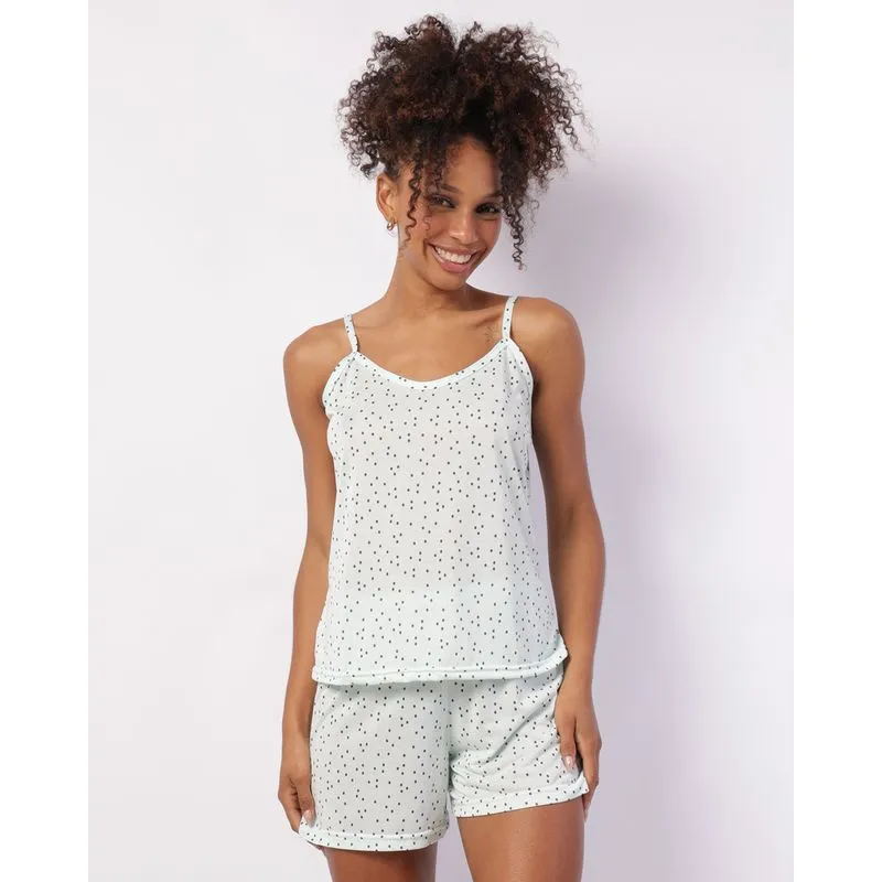 Pijama Feminino Curto Estampado Poá Verde GG