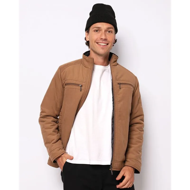 Jaqueta Masculina Puffer Dupla Face Bege GG