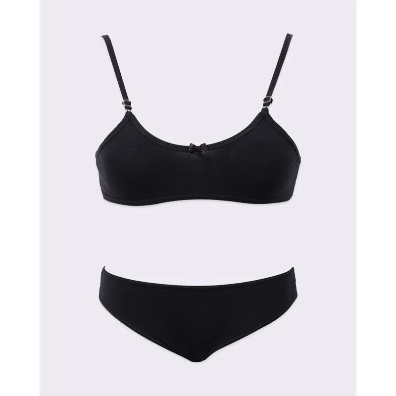Conjunto Juvenil Lingerie Algodão Básico Preto 16