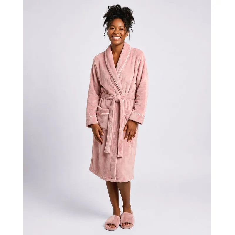 Roupão Kimono Plumagem Fleece com Vivo Rosa PP